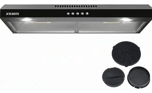 Campana Extractora De Cocina Purificadora Acero Inoxidable, Campanas Cocina Modernas Empotrable/pared 76cm Negro Con Luz Led Motor De Cobre, 3 Velocidades