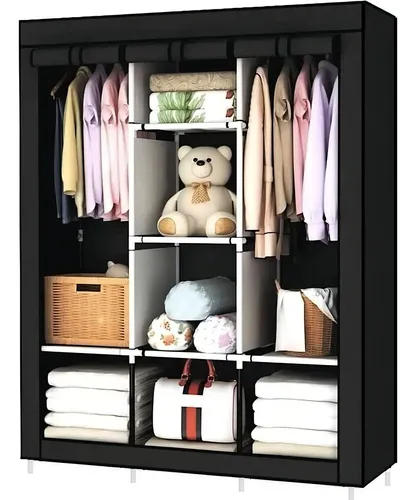 Closet Armable Ropero Rack Guardaropa Recamara Organizacion Color Negro 175*130*45 Cm
