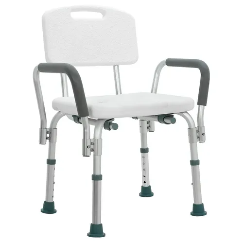 Silla Para Baño Adultos Mayores Con Respaldo Y Asiento Antiderrapante Descansabrazos Ajustable Aluminio Seguridad Rehabilitación Estable Resistente Ligera Práctica