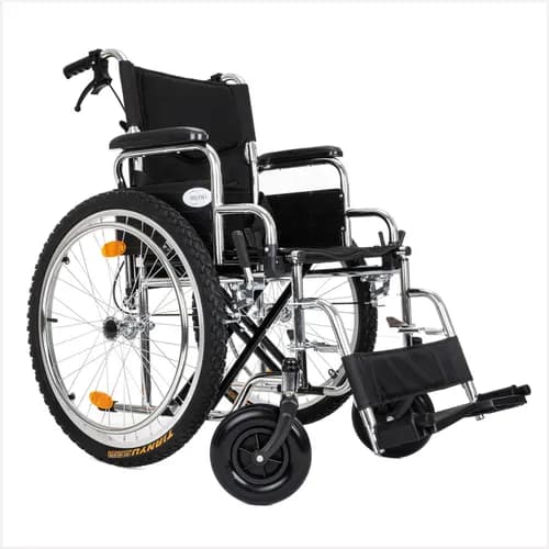 Silla De Ruedas Todo Terreno Extra Resistente Frenos De Lujo Color Plateado