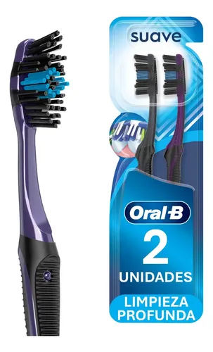 Cepillo de Dientes Oral-B 5 Acciones con Carbón° Limpieza Profunda Cerdas Suaves, 2 Unidades