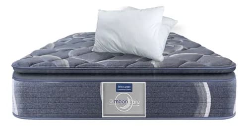 Colchón Restonic Matrimonial De Alta Densidad Anti Estrés Gris Oscuro Con Almohadas