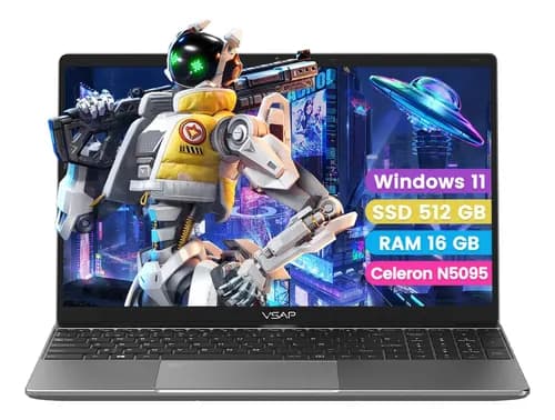 Laptop Intel Celeron N5095 Notebook DDR4 16 GB RAM 512 GB SSD 15.6' Plateado 1920 px x 1080 px Windows 11 Pro