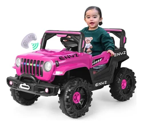 Camioneta Jeep Montable Para Niña Niño Eléctrico Carro Todo Terreno Con Control Remoto Bcx-6 Rosa Chita Enyz Luces Frontales Con Multi Led Música Bluetooth Edades De 1 A 4 Años