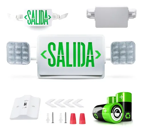 Letrero Salida Emergencia LED Verde Xiongmao Batería Interna 2h Pared/Techo