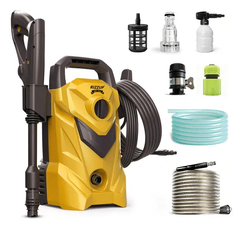 Rizzup® Hidrolavadora Electrica 1200w 1700 Psi Alta Presion Amarillo 60hz 390l/h Herramientas Limpieza