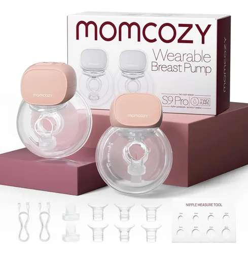 Momcozy S9 Pro Extractor de Leche Doble Eléctrico Rosa 24 mm Manos Libres Pantalla LED, 2 Unidades