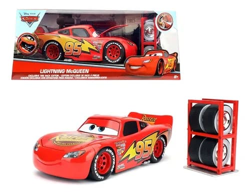 Rayo McQueen Cars Jada Toys 1:24 Metal Rojo Llantas Extras Realista
