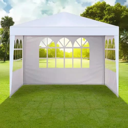 Toldo Carpa 3 X 3 Metros Con Paredes Reforzado Lona Impermeable Acero Para Exterior Armable Pérgola Fiestas Eventos Boda Jardín Color Blanco Selectshop