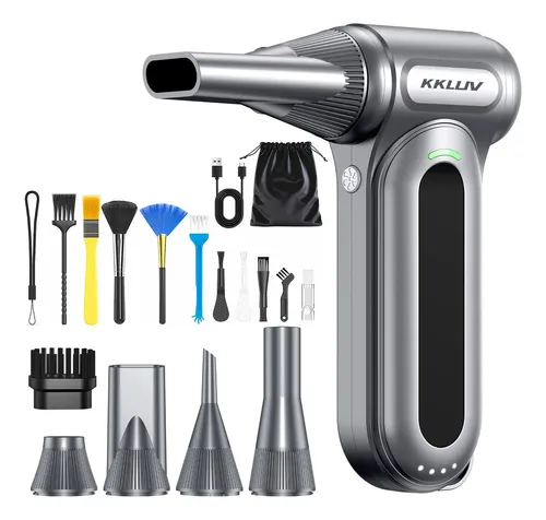 Soplador De Aire Eléctrico Pórtatil 5 Modos 150000rpm Kits Inalámbricos De Limpieza De Aire Comprimido Con Led Jet Fan Sopladora Aspiradora Para Jardin Y Encender Parilla Inflar Pelotas De Yoga KKLUV®