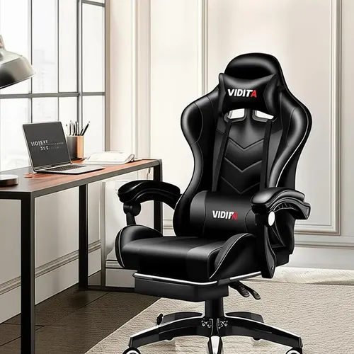 Silla Gamer Vidita GX2000 Ergonómica Negra de Poliuretano con Apoyacabezas y Soporte Lumbar