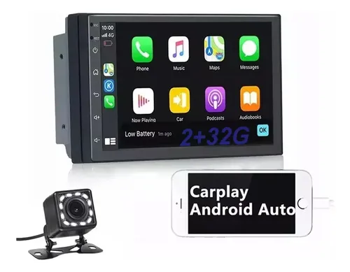 2+32g 7 Pulgadas Doble Din Android Coche Estéreo Con Carplay