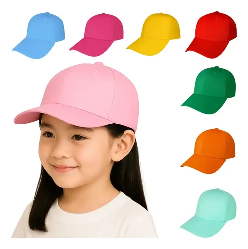 5 Gorras Económicas Lisas Para Bordar Sublimar Infantil Color Rosa Talla 3-14 Años