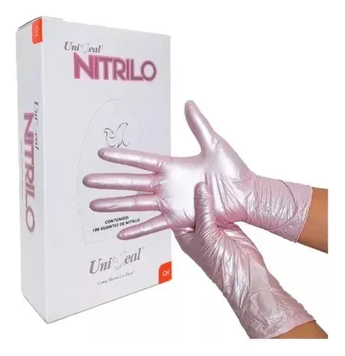Guantes De Nitrilo Uniseal Rosa Metalico Talla Xch