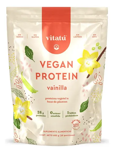 Proteína Vegana Vitatú 24g Vainilla en Polvo Sin Lactosa y Glutén 600g