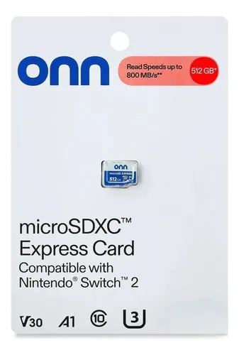 Micro SDXC Onn. 512GB Nintendo Switch 2 Lectura 800MB/s