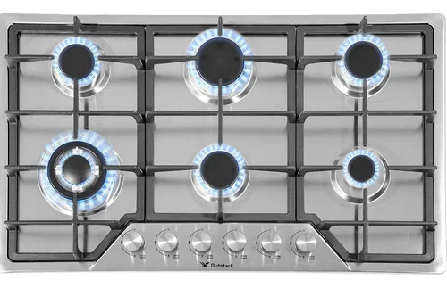 Parrilla Estufa Electrica Con 6 Quemadores Alimentación A Gas Lp Y Natural Acero Inoxidable Gutstark
