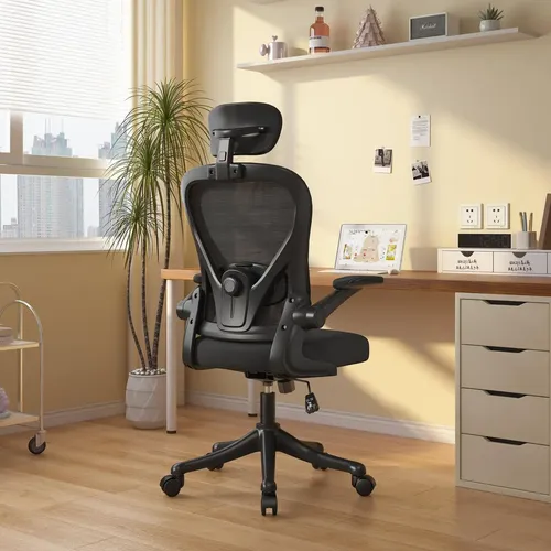 Silla Oficina Escritorio Ergonómica Con Soporte Lumbar Gira Color Negro Completo Material Del Tapizado Algodón