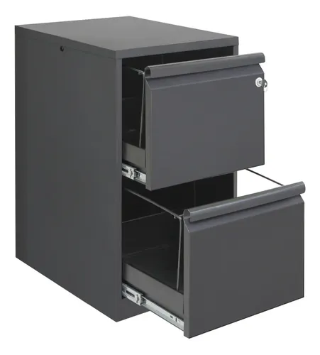 Archivero Metálico Económico 2 Cajones Armado Tamaño Carta Gris Oscuro