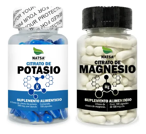 Pack Citratos, Citrato de Magnesio y Citrato de Potasio 100 cápsulas c/u, DUO Dinamico, Duerme Mejor, Despierta Con + Energía, Ayuda Huesos, Articulaciones y Músculos, Alta Absorción, Calidad Premium