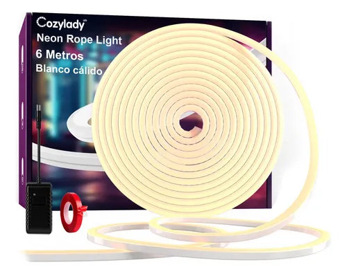 Cozylady Tiras De Luces Neón Flex Led Unicolor 6m Blanca Cálida Impermeable Luz Led Para Cuarto Tv Sincronización De Música Diy