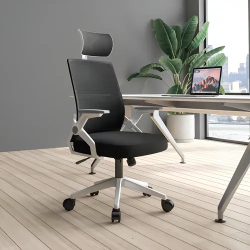 Silla Oficina BuenHogar Ergonómica Giratoria Reclinable Negro con Reposacabezas