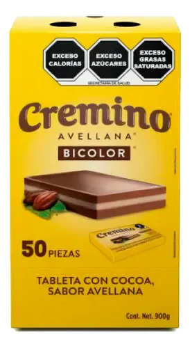 Nutresa Cremino Bicolor Chocolate Tableta con Cococa Sabor Avellana 50pz 900g