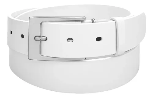 Tuxcinturones Cinturón De Vestir Piel Recuperado Medidas Color Blanco Liso Talla 38