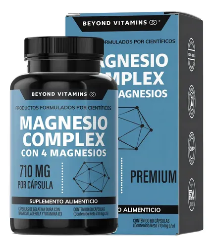 Beyond Vitamins | Magnesio Complex | Citrato de Magnesio polvo, Glicinato de Magnesio, Gluconato de Magnesio y Óxido de Magnesio | Vitaminas Mujer / Hombre - Magnesium - 60 cápsulas