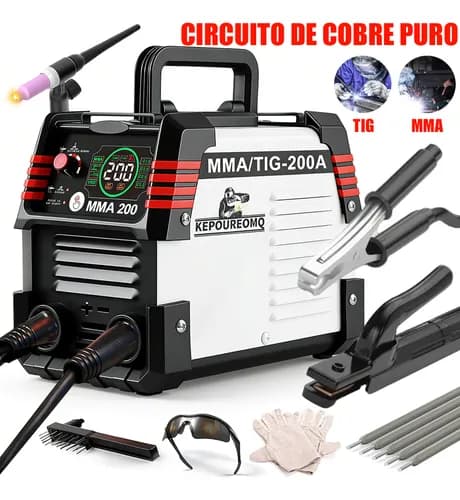 Soldadora Inversora 200A, Mini Soldar Inverter Maquina Portatil Inversores MMA TIG 2 En 1, Máquina De Soldadura Profesional Para Soldar, KEPOUREOMQ Inversoras Soldadoras Electrodos