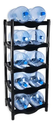 Organizador De Plástico Para 10 Garrafones Rack Portagarrafon Estante Resistente 5 Niveles Alta Durabilidad Dispensador Para Agua Purificada Exhibidor Color Negro