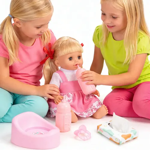 Muñeca Bebé De 14 Pulgadas: Set De Alimentación + 12 Sonidos