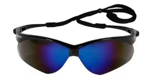 Lentes De Sol Nemesis Protección Deportivo Negro Mica Negra Lente Azul Tornasol