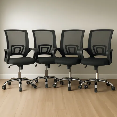 Juego 4 Sillas Ejecutivas Oficina Escritorio Ergonómicas Negro