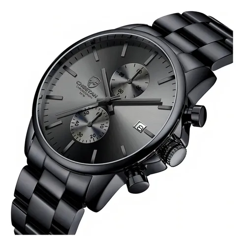 Reloj Cronógrafo De Cuarzo De Acero Inoxidable Para Hombre Fondo Black/gray relojes reloj hombre correas reloj reloj caballero reloj calendario