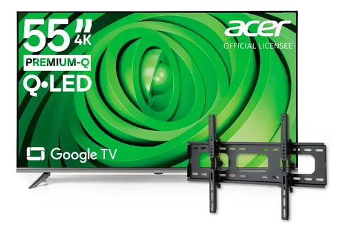 Smart Tv Acer 55 Pulgadas Pantalla 4k Qled Google Tv Con Dolby Audio, Asistente De Google, Televisión, Bluetooth, Hdmi, Wi-fi, Hdr, Control Por Voz Y Soporte De Pared Incluido