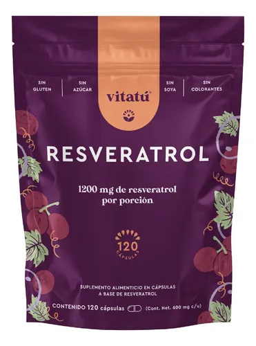 Vitatú | Resveratrol, 1200 mg por porción con 120 cápsulas, 100% Puro, Ingredientes de Origen Natural, con Antioxidantes, Suplemento Alimenticio