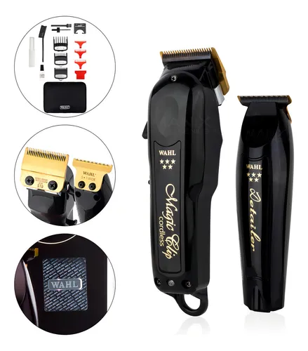 Maquinas Para Cortar Cabello Barber Combo Black Cordless Wahl Con Holograma De Autenticidad Trimmer Detailer Li + Clipper Magic Clip Para Barberías Y Estéticas