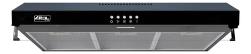 Campana Extractora Slim AROL 80 Cm Negra Con Vidrio Frontal Para Pared Modelo CSL-80BL