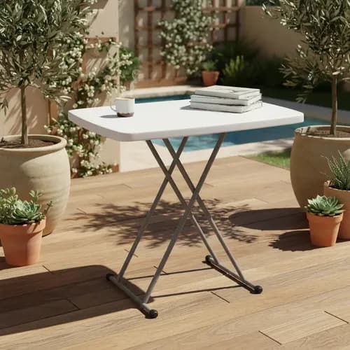 Mesa Ajustable Pequeña Para Jardín 76 Cm De Altura Plegable Color Blanco