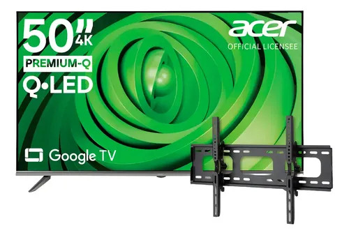 Smart TV Acer 50" Pulgadas Pantalla 4K QLED Google TV con Dolby Audio, Asistente de Google, Televisión, Bluetooth, HDMI, Wi-Fi, HDR, Control por Voz y Soporte de Pared Incluido