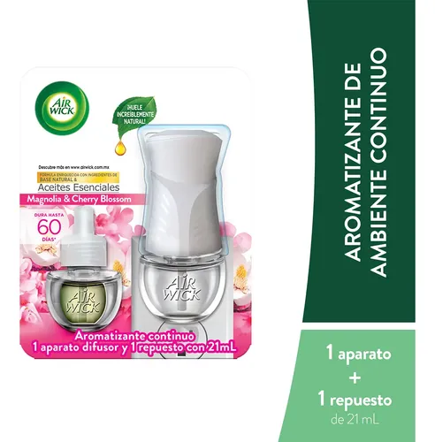 Aromatizante Eléctrico Airwick Aceite Magnolia Cherry Aparato y Repuesto 21ml
