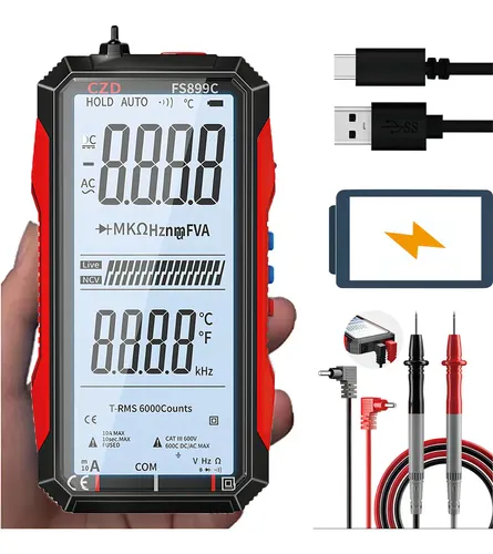 Multimetro Digital De 6000 Cuentas Profesional Voltimetro Digital Recargable Lcd XIUDEEN