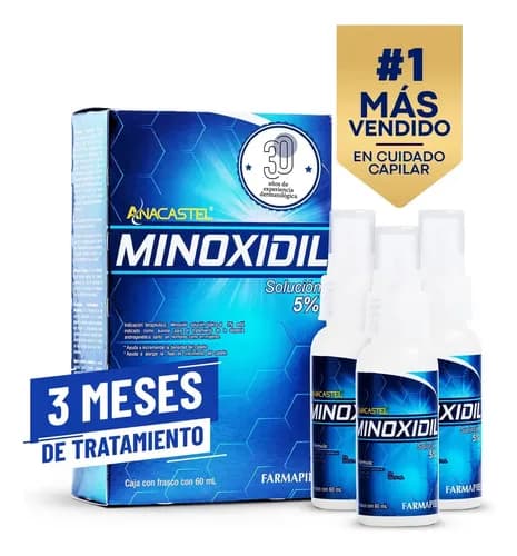 Minoxidil 5% Anacastel 3x2 Pack Tratamiento Anticaida Crecimiento de Cabello, Barba y Bigote