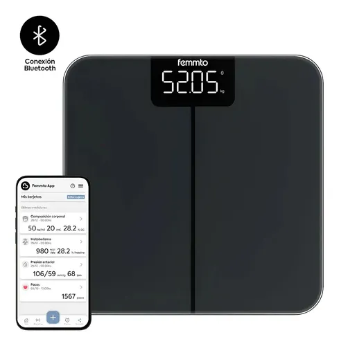 Bascula Digital Personal Femmto Peso Corporal Con Bluetooth Moderna Minimalista 180 Kg Baño