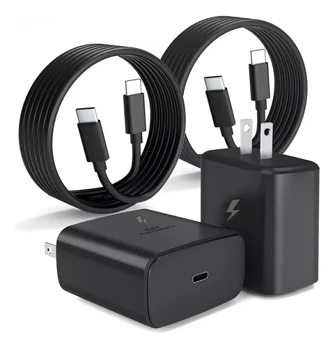 Cerobby 45w Cargador Súper Rápida Tipo C Para Samsung S25 Ultra S24 Ultra S25 S24 A56 A55 A36 Negro Con Cable 5a 2 Piezas