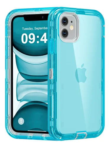 Funda Case De Uso Rudo 360 Para iPhone Transparente Antigolpes Con Marco Frontal 3 En 1 Desarmable Tpu + Pc Engrosamiento Múltiple Para Evitar Caídas Para iPhone 11 Azul Orilwoya