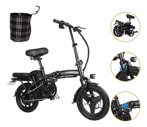 HONEY WHALE S6-S Bicicleta Eléctrica 35KM/H-750W-40KM-10.4AH-(MAX)Velocidad-Potencia-Autonomía-Capacidad de la Batería, Moto Bici Plegable para Adultos, 3 Modos de Conducción HONEYWHALE