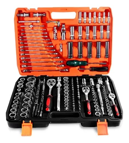 Juego Herramientas Mecánicas Maleyt 216 Pzas CR-V S2 Naranja Con Maletín