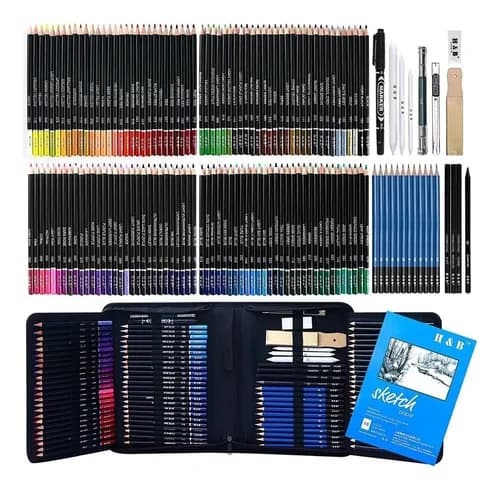 Kit Lápices de Dibujo y Boceto Nayumi 145 Piezas con Estuche